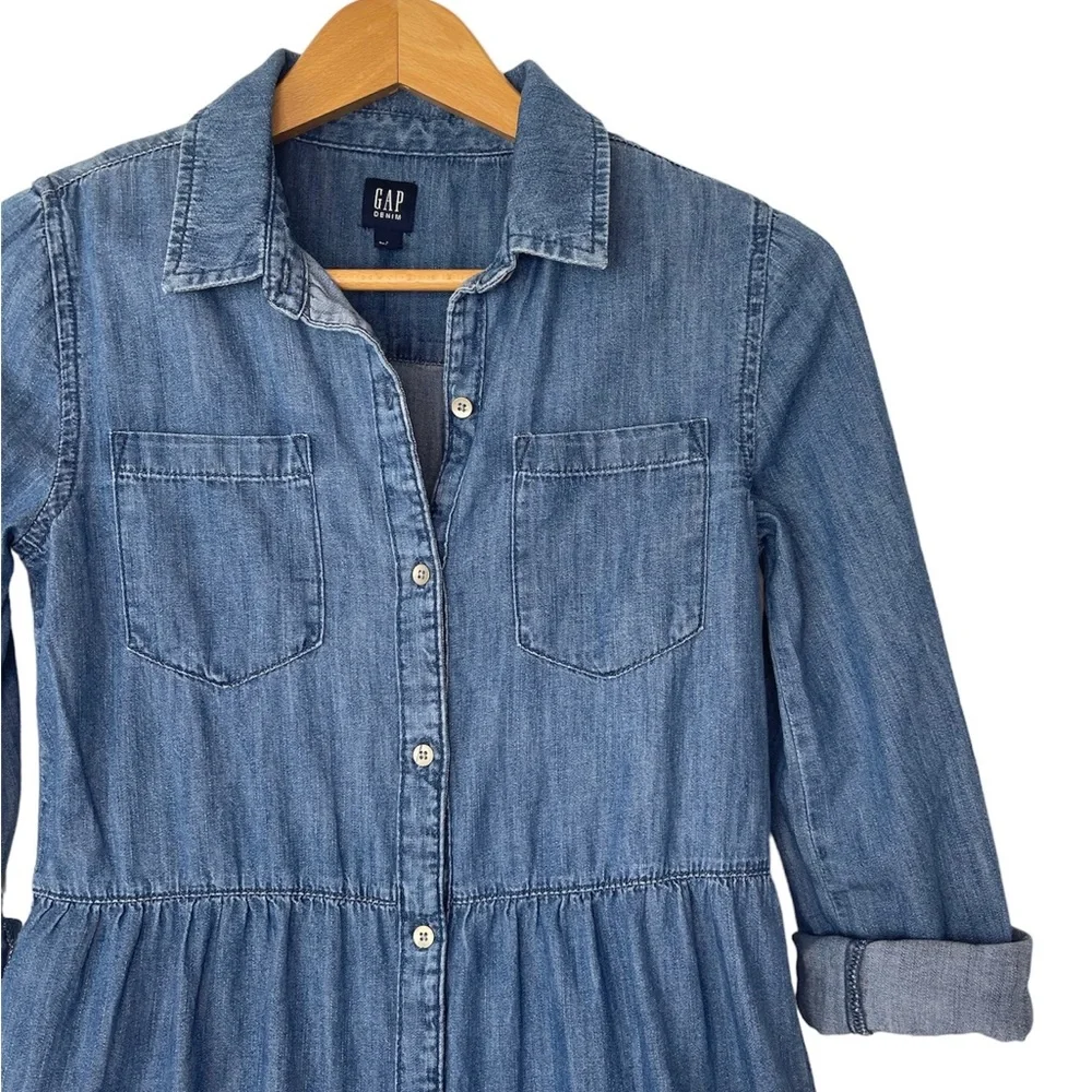 GAPKids Dress Long Sleeve Button up Blue Chambray Denim Girls Size Large